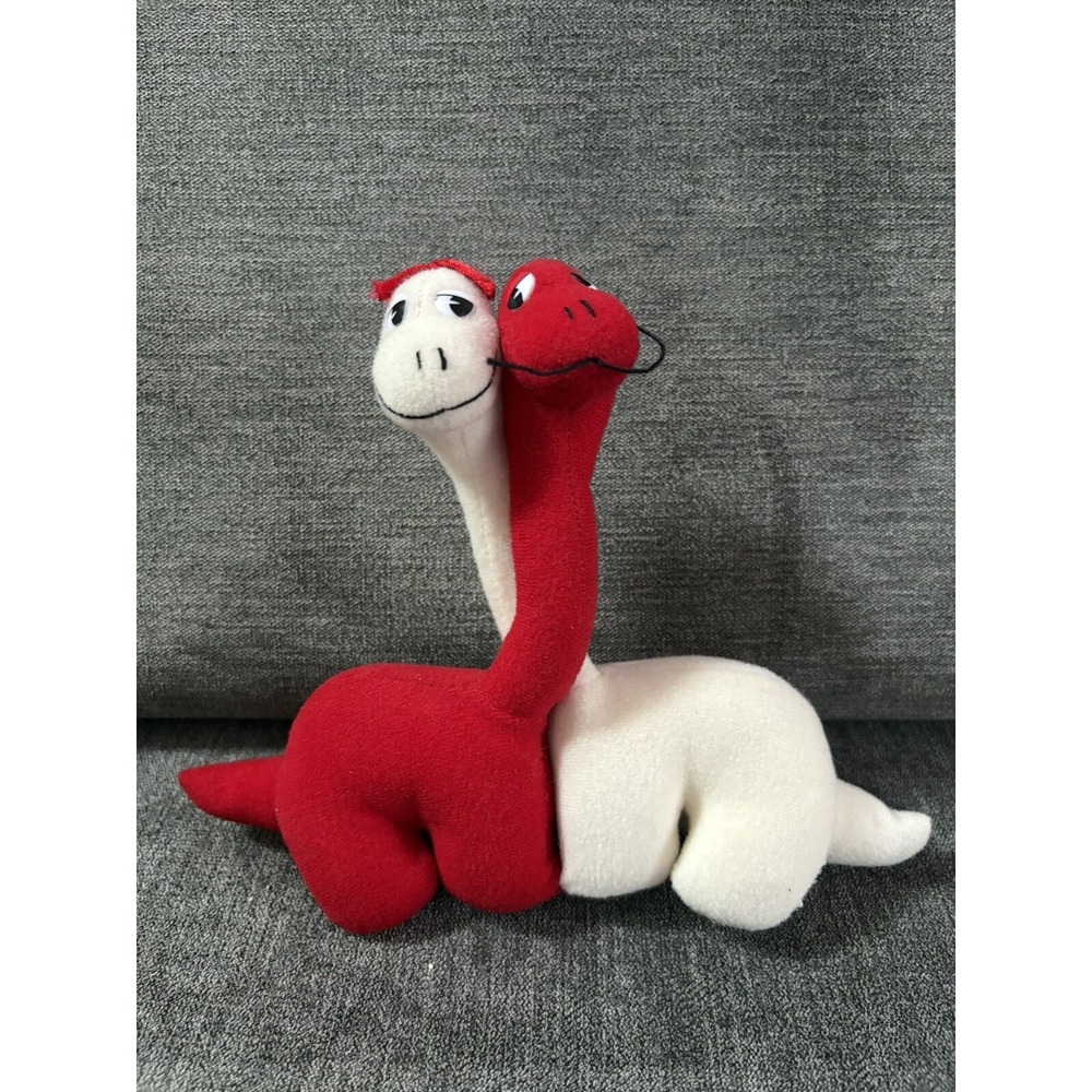 Applause Dinosaurs Valentines Cross‎ Neck  Stuffed Toy Animal Red White 1987